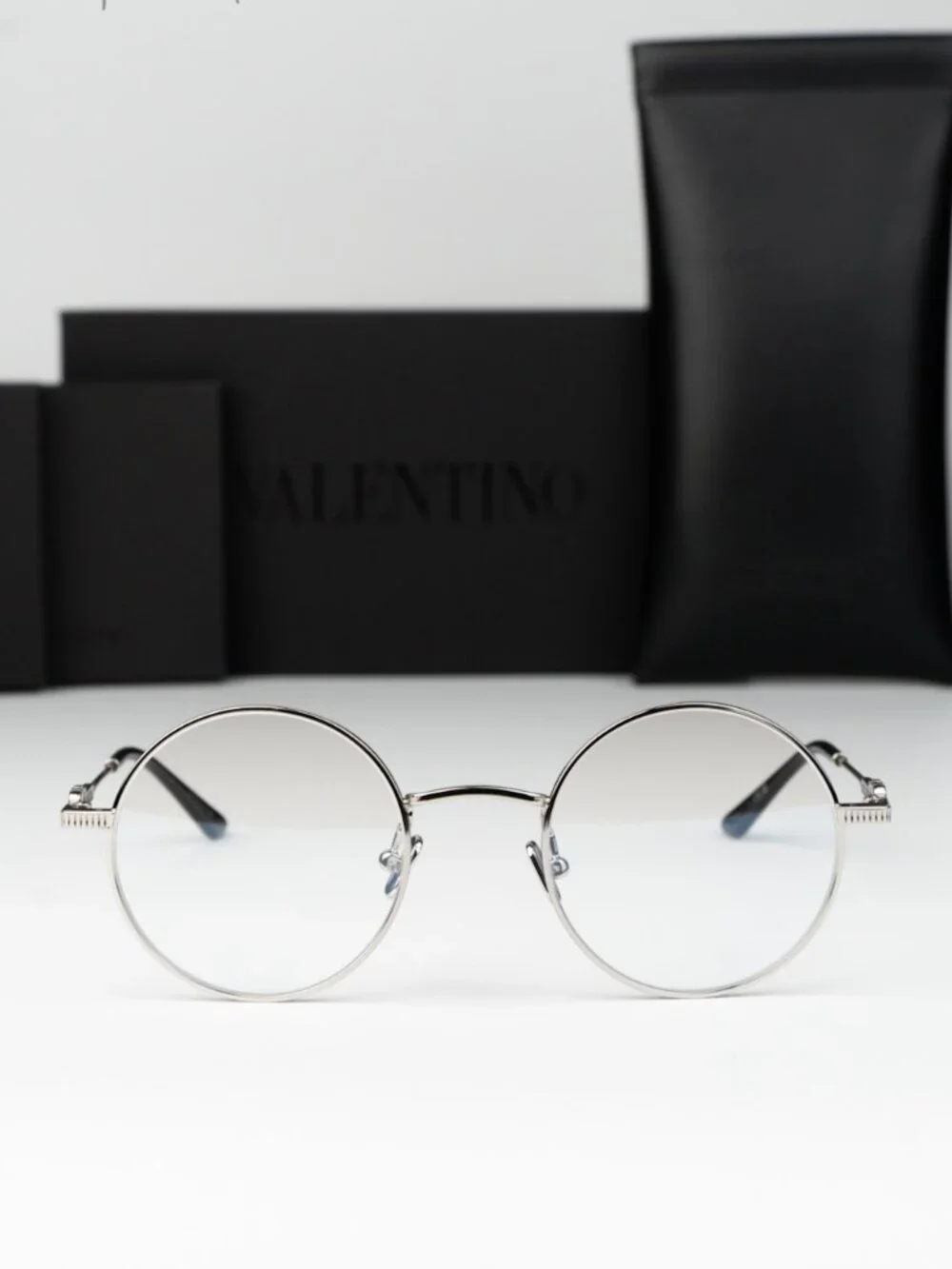 Valentino Women Eyeglasses Silver Transparent Round VLX-173 E NEW AUTHENTIC